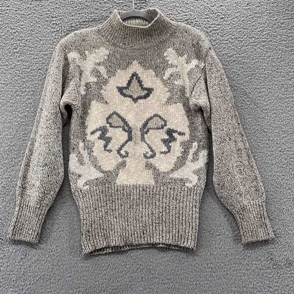 Vintage 80s Turtleneck Boho Metallic Sweater M Mod Chunky Knit Retro‎ 90s - Picture 1 of 13
